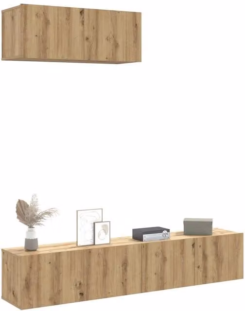Berkfield Home 3 Piece Wall-mounted TV Cabinet Set in Artisan Oak Brown Engineered Wood – 1