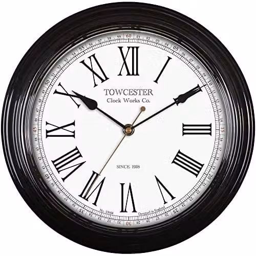 Acctim Redbourn Vintage Quartz Wall Clock in Black and Gold, Diameter: 30 cm