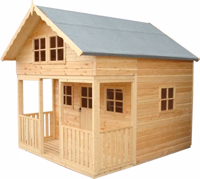 Shires Lodge Playhouse Wooden Country House for Children in Brown and Beige