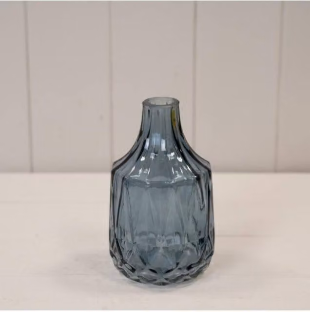 KDMD Blue Timeless Geometric Glass Tabletop Bottle
