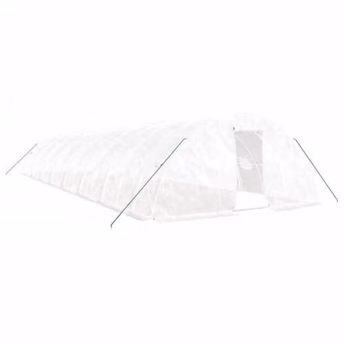 vidaXL White Steel Frame Greenhouse for Vegetable Gardens, W: 16 m, D: 5 m, H: 2.3 m