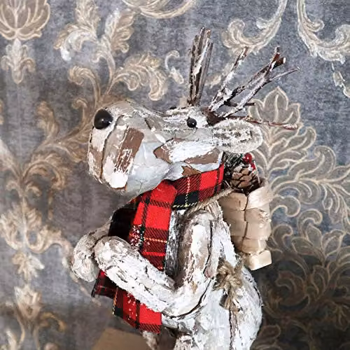 Shatchi Silver and White Reindeer Christmas Tabletop Centrepiece, Height: 34 cm – 4