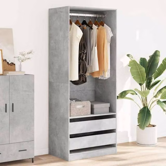 Berkfield Home Concrete Grey Wardrobe with Integrated Drawers W/D/H: 80 x 50 x 200 cm – 1