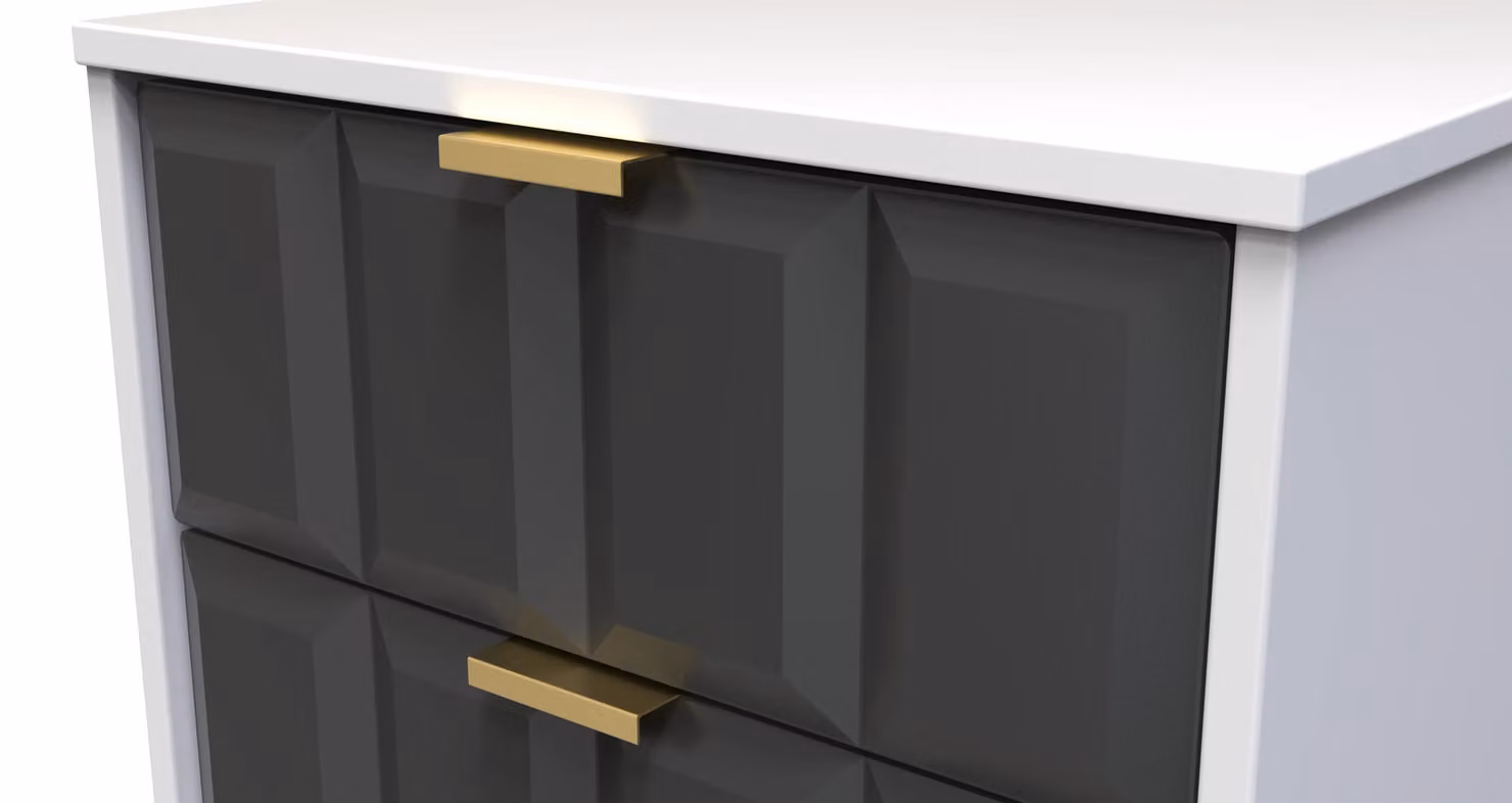 Ready Assembled 2 U Metro 2 Drawer Bedside Cabinet in Dark Grey and Gold – 3