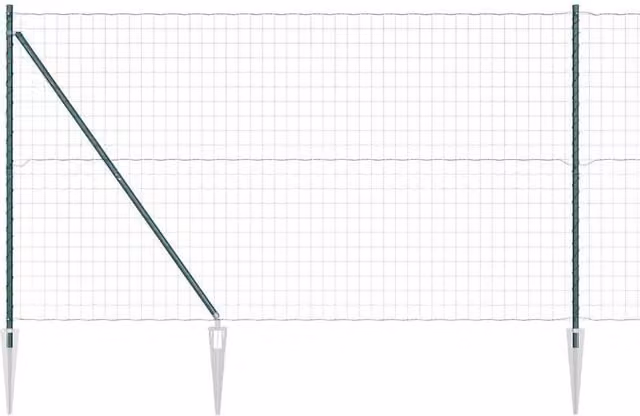 Berkfield Home Euro Fence with 7 Spike Posts, Green Galvanised Steel, 1.5 x 10 m – 1