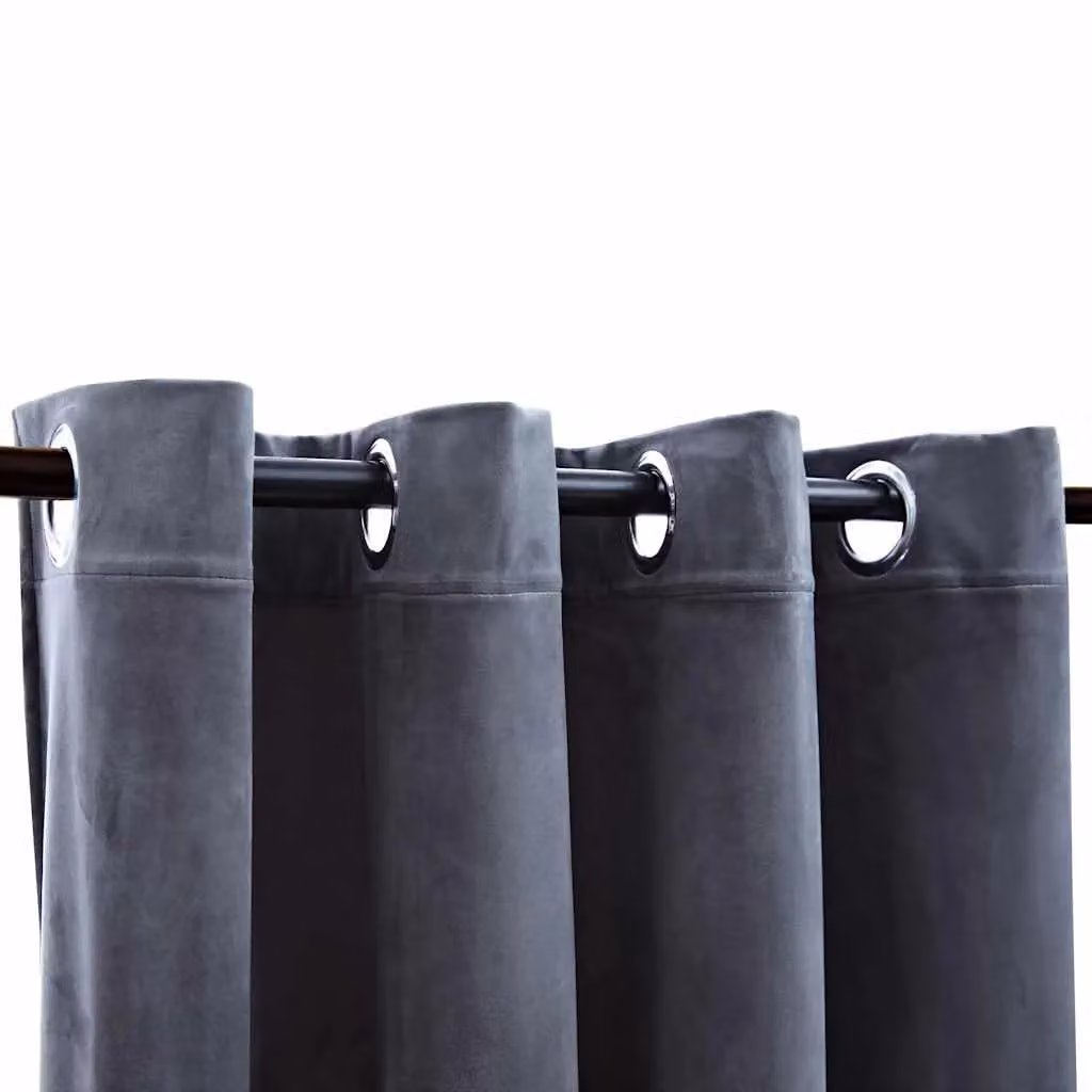 Berkfield Home Anthracite Velvet Blackout Curtains with Eyelets, 2 Pack, W: 140 cm, H: 225 cm – 3