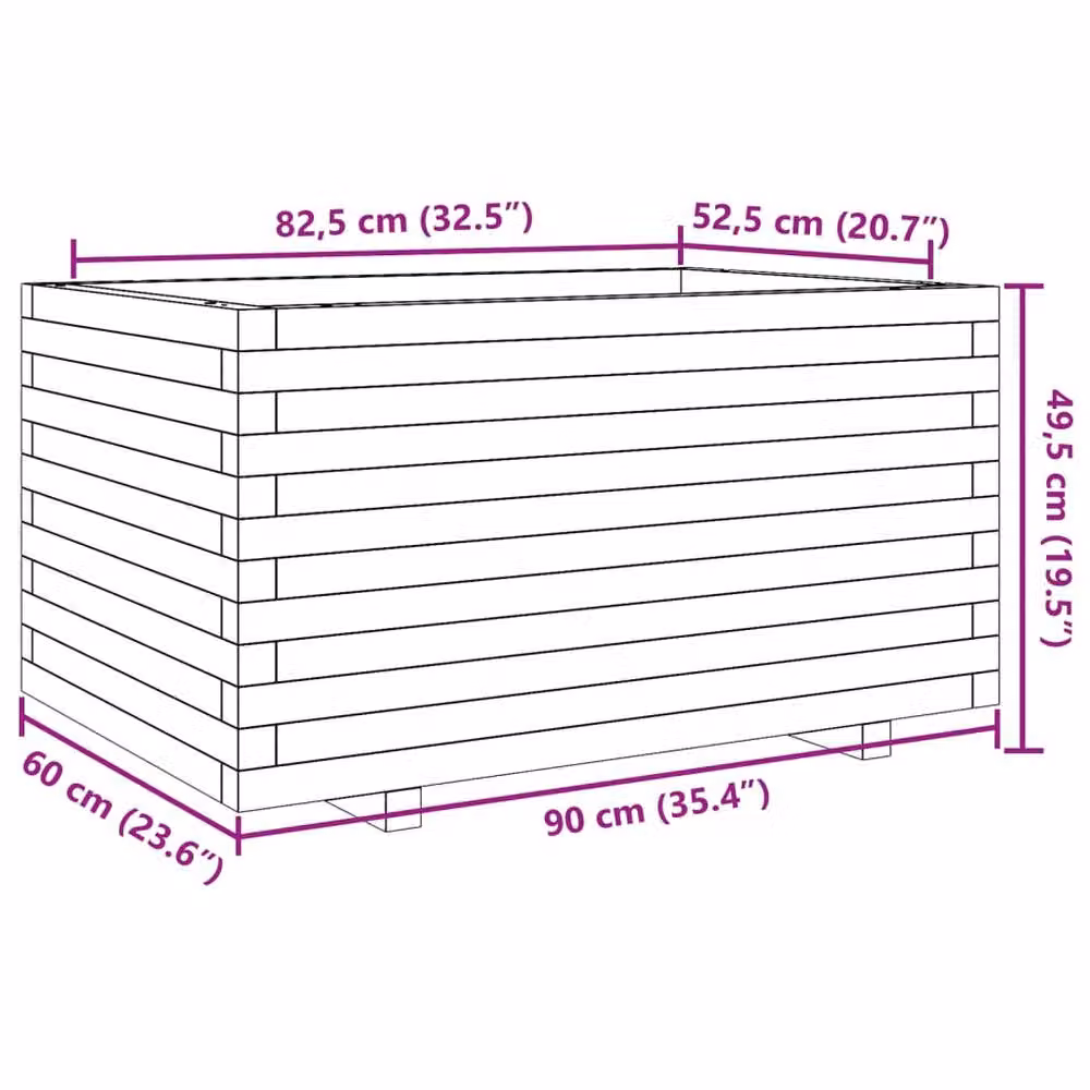 Berkfield Home Beautiful Garden Planter in Natural Wood, W/D/H: 90 x 60 x 49.5 cm – 2