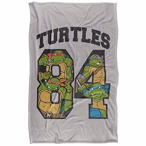 LOGOVISION TMNT 84 Retro Super Soft Silky Touch Fleece Blanket, Multicolour