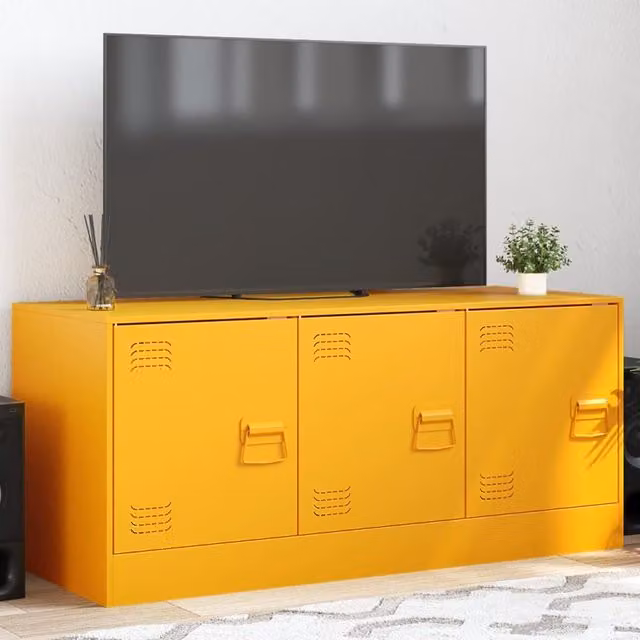 Berkfield Home Industrial TV Cabinet in Mustard Yellow, W/D/H: 99 x 39 x 44 cm – 1