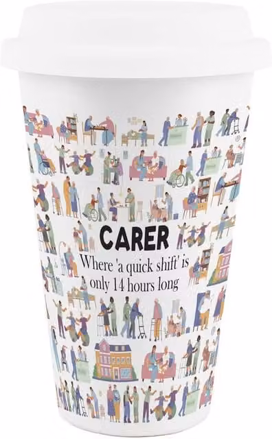 Purely Home Novelty Carer Ceramic Travel Mug in White