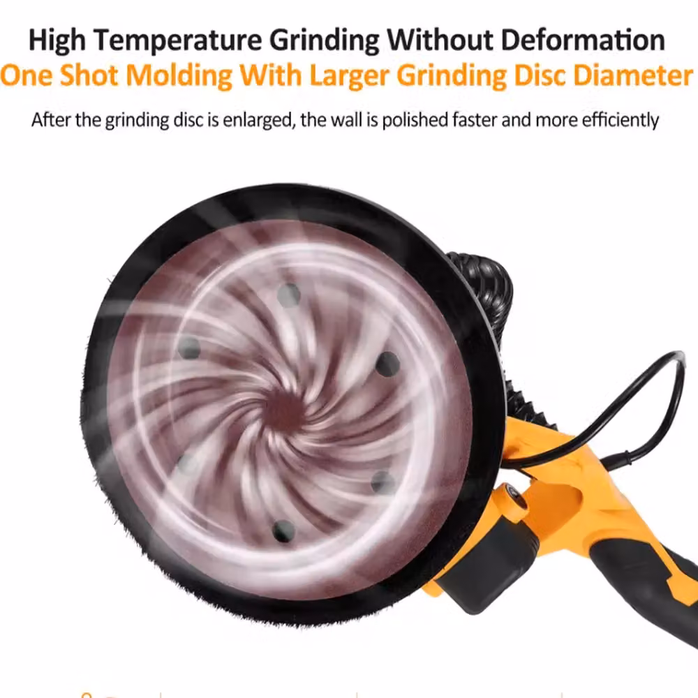 VOGREX 850W Electric Drywall Sander with 7 Speeds, LED Light and Vacuum Attachment, Yellow – 6