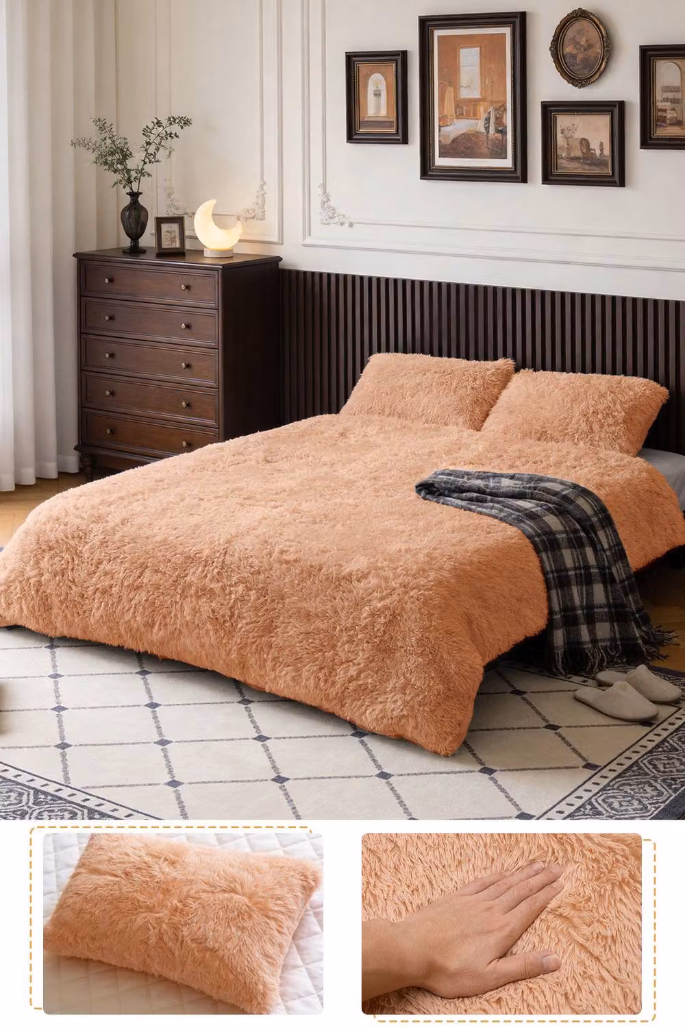 Living and Home 3-Piece Faux Mink Fleece Duvet Set and Pillowcases, Brown, W: 140 cm, H: 200 cm – 2
