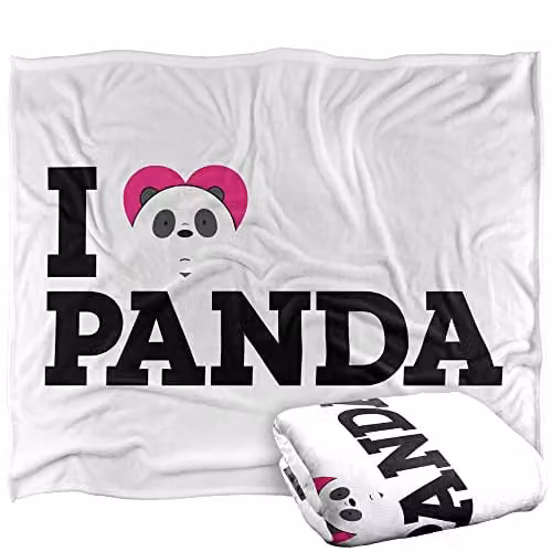 LOGOVISION We Bare Bears Heart Panda Super Soft Fleece Throw Blanket, White, W/D/H: 152 x 127 cm – 1