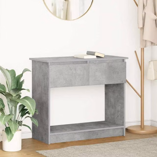 Berkfield Home Modern Console Table with Drawers in Concrete Grey, W: 85.5 cm, D: 38.5 cm, H: 74.5 cm – 1