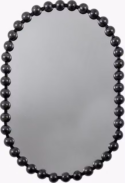 Perch & Parrow Bead-utiful Rectangular Geometric Glass Mirror in Black and Gold
