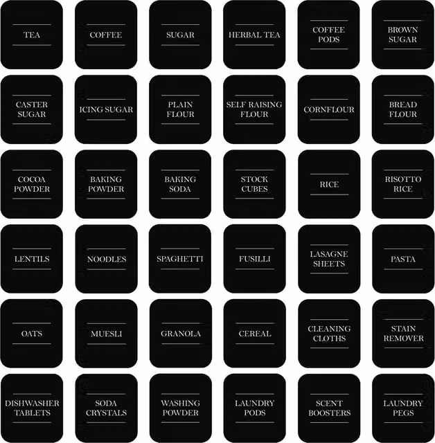 Argon Tableware Black and White Paper Storage Jar Labels (36 Pack)