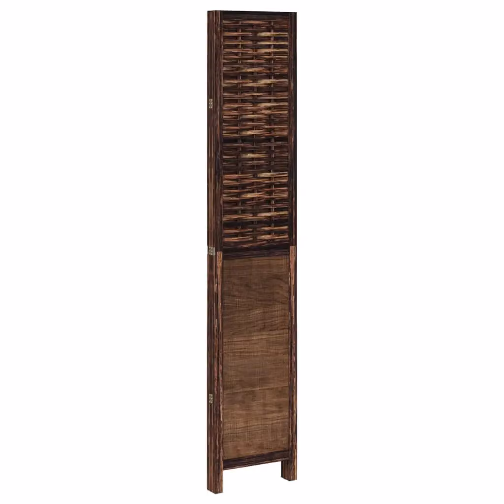Berkfield Home 4 Panel Room Divider in Dark Brown Solid Paulownia Wood – 2