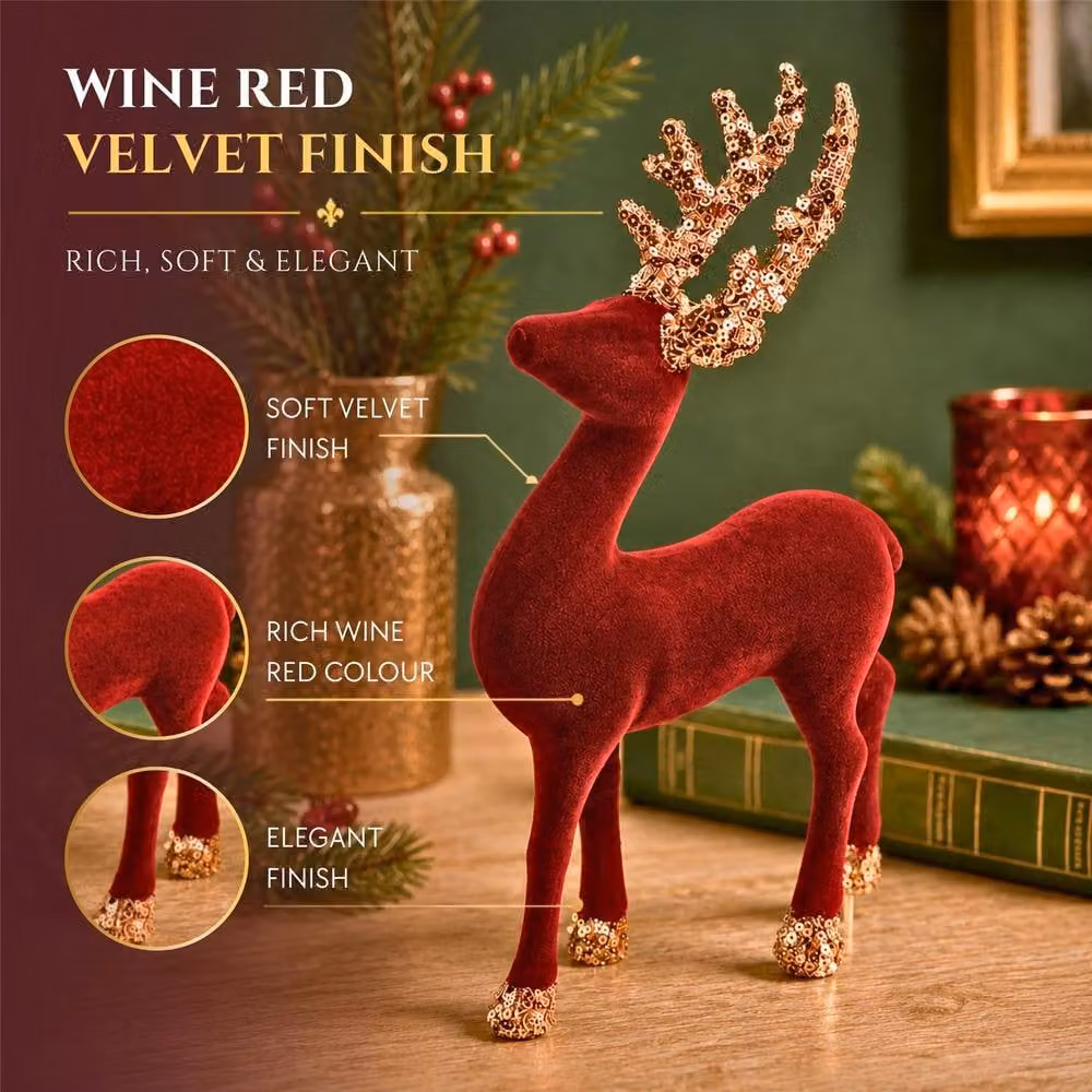 Shatchi Classic Red Christmas Reindeer Tabletop Figurine, Height: 23 cm – 3