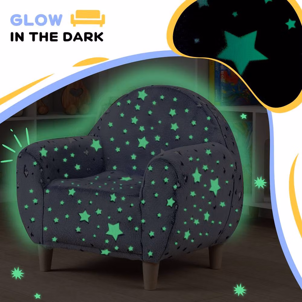 STILVORA Kids Armchair with Glow-in-the-Dark Star Design in Grey Fabric – 3