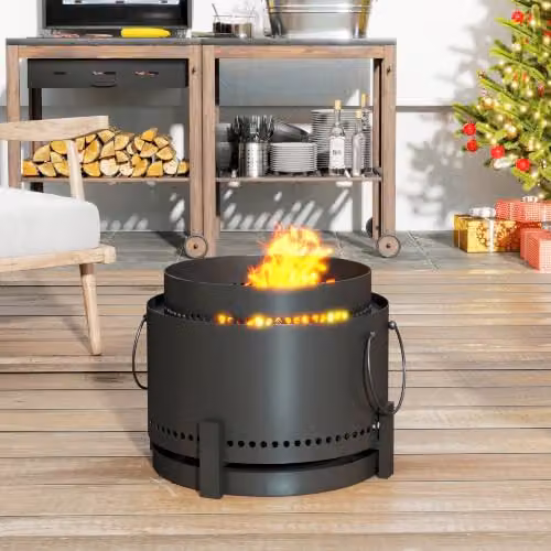 Outsunny Smokeless Wood Burning Fire Pit in Dark Grey, Diameter: 37 cm – 8