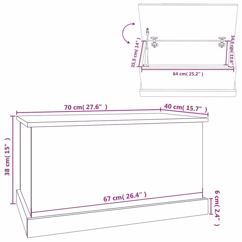 Berkfield Home Storage Box in Concrete Grey, Engineered Wood, W/D/H: 70 x 40 x 38 cm – 2