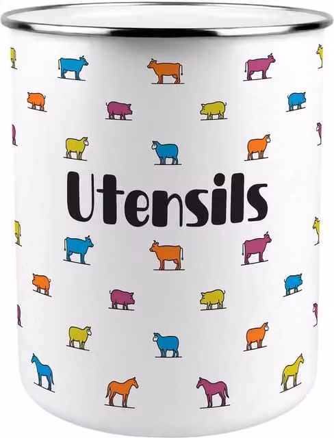 Purely Home Multicoloured Ceramic Farm Animals Freestanding Kitchen Utensil Holder