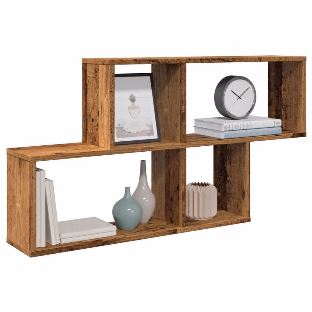 Berkfield Home Decorative Wall Shelf in Old Wood Brown, W/D/H: 100 x 18 x 53 cm – 2
