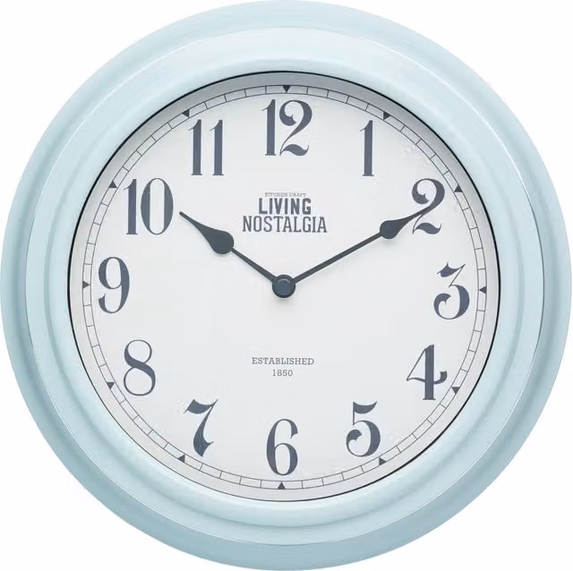 KitchenCraft Vintage Round Analog Quartz Hanging Wall Clock in Blue