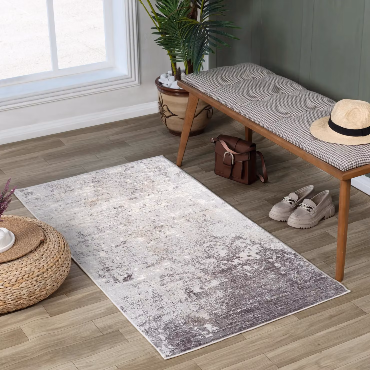 Livabliss Wanderlust Abstract Modern Marble Rug in Grey, Blue and Silver, W: 80 cm, L: 150 cm – 4