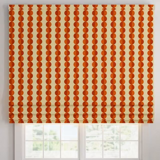 ANTE DECOR Valencia Printed Cotton Made To Measure Roman Blind in Burnt Umber
