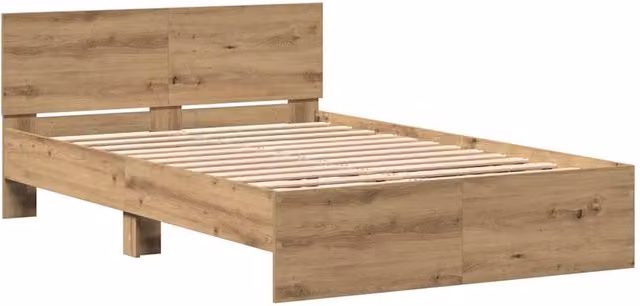 Berkfield Home Artisan Oak Bed Frame with Headboard in Brown, W/D/H: 120 x 190 x 70 cm