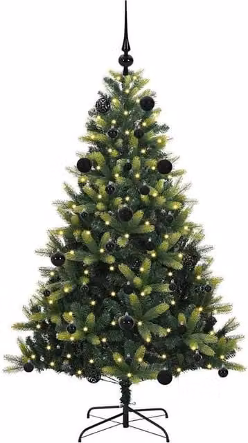 Berkfield Home Realistic Artificial Hinged Christmas Tree with 150 LEDs, Green, Height: 150 cm – 1