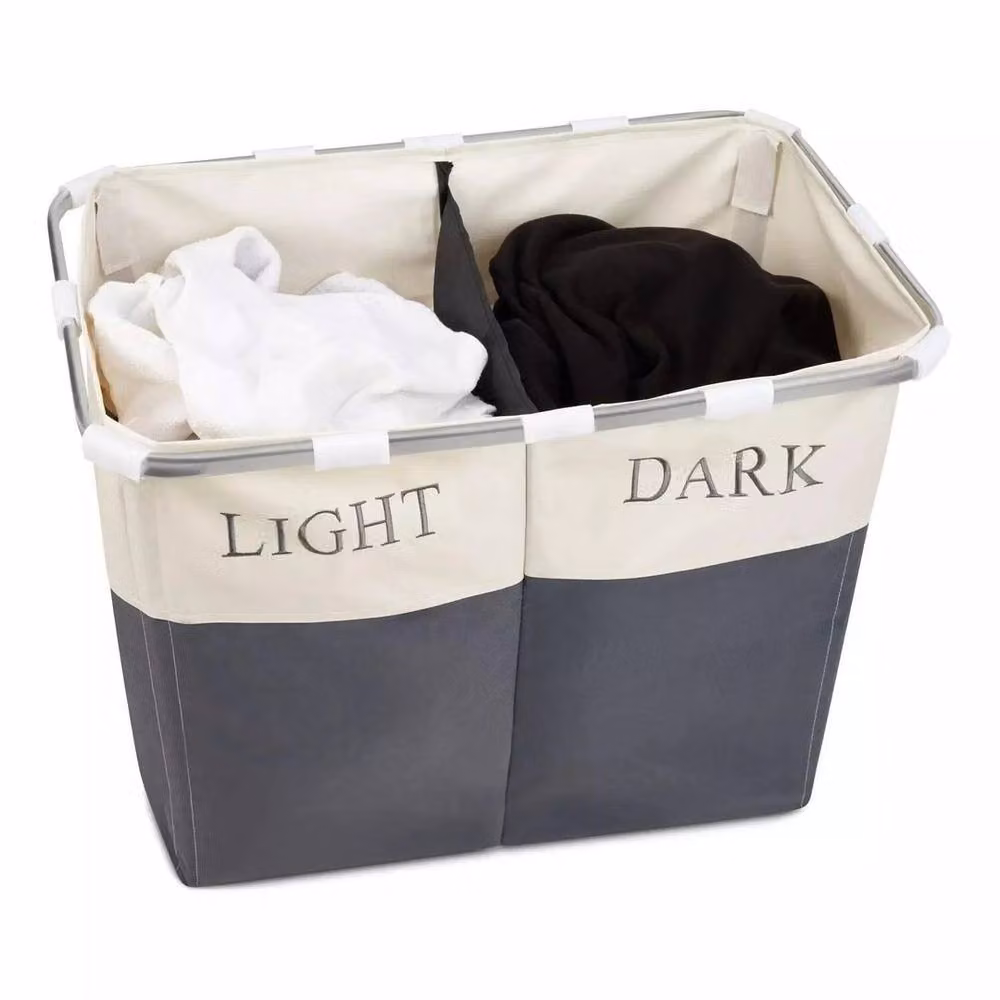 EONLION Grey Collapsible Fabric Laundry Hamper with Handles, 100 cm – 4