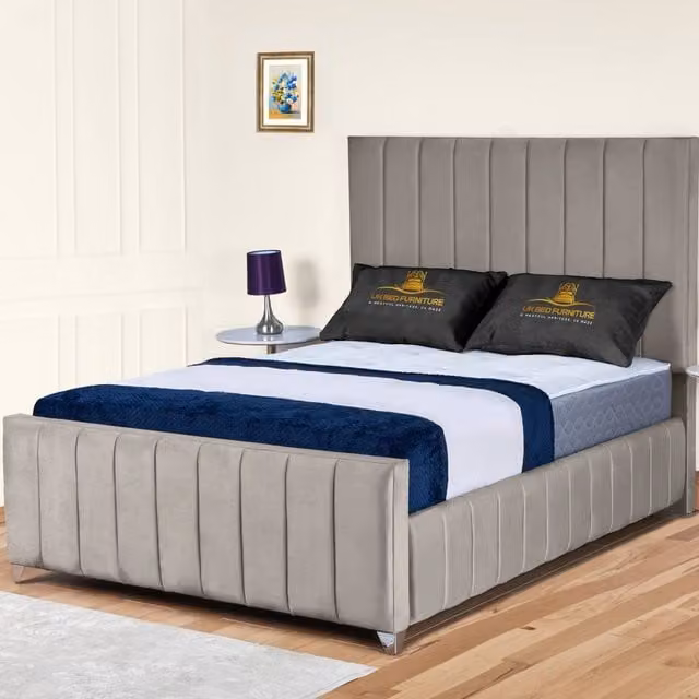 UK Bed Furniture Milano Gas Lift Ottoman Storage Upholstered Bed in Light Beige, Size: 180 x 200 cm