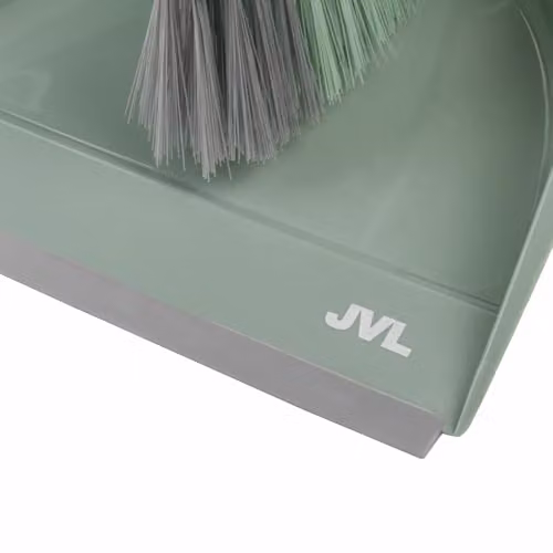 JVL Dustpan and Brush Set with Rubber Grip and Hanging Hook, Green – 3