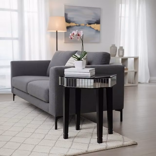 Premier Housewares Clavier Square Side Table, Black, W/D/H: 60 x 51 x 51 cm