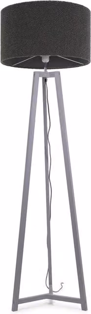 Lottie Grey Wood Floor Lamp with Boucle Fabric Shade