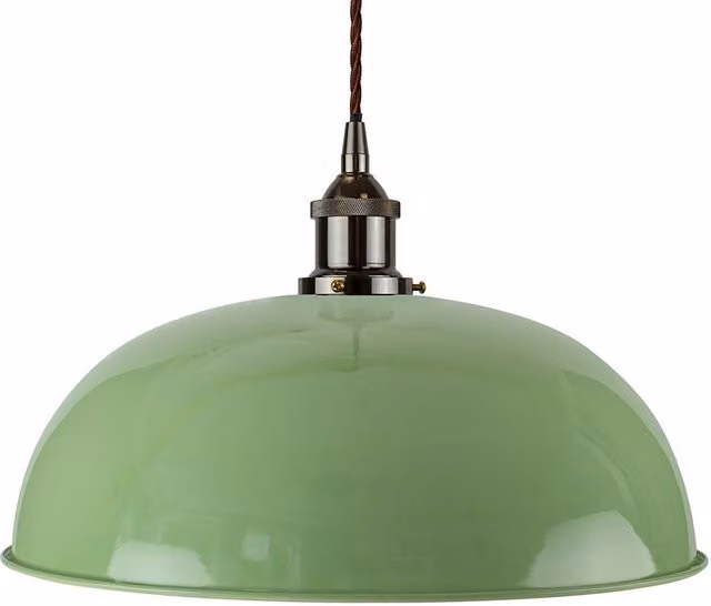 SE Home Worcester Pendant Light in Mint Green with Black Nickel and Brown Twisted Details