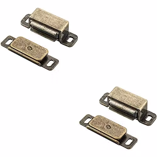 Loops 2 Pack Magnetic Cupboard Door Catch in Florentine Bronze with 37mm Fixing Centres and 6kg Pull – 1