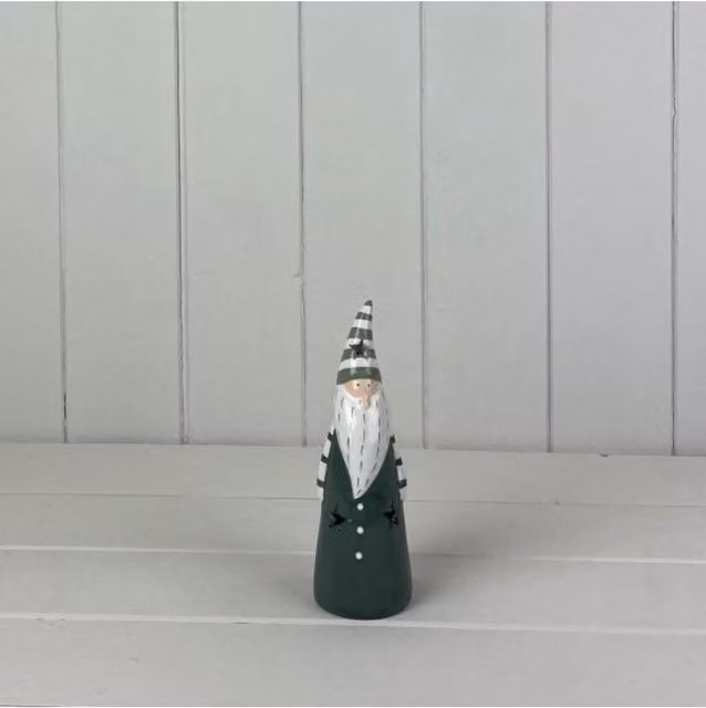 KDMD Dark Green and White Ceramic LED Gonk Christmas Tabletop Decoration, Height: 16.5 cm