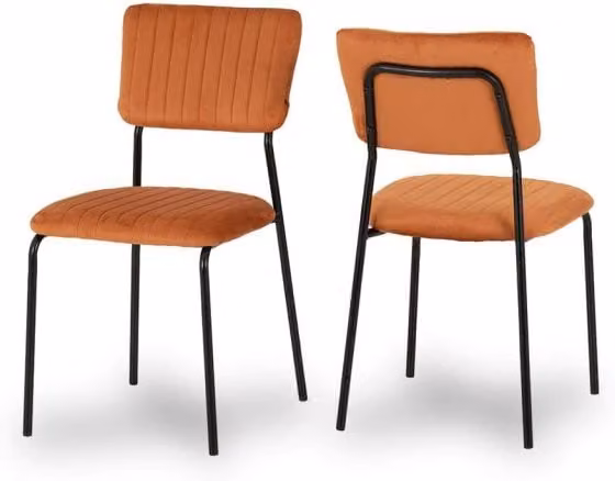 Seconique Sheldon Set of 4 Orange Velvet and Bouclé Dining Chairs – 1