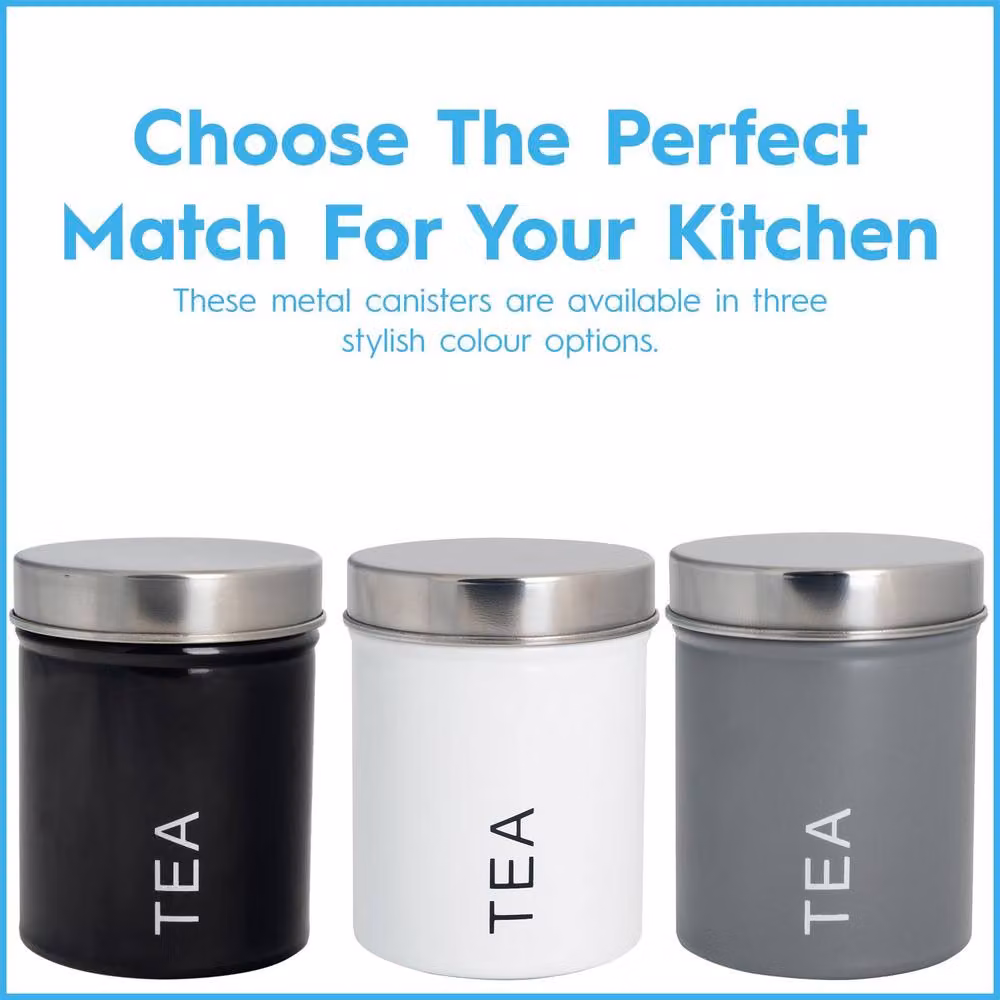Harbour Housewares 5 Piece Metal Kitchen Canister Set with Airtight Lids in Black – 9