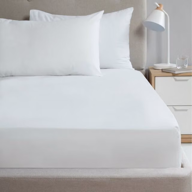 Rapport Home White Polycotton Plain Flat Sheet, W: 180 cm, D: 200 cm