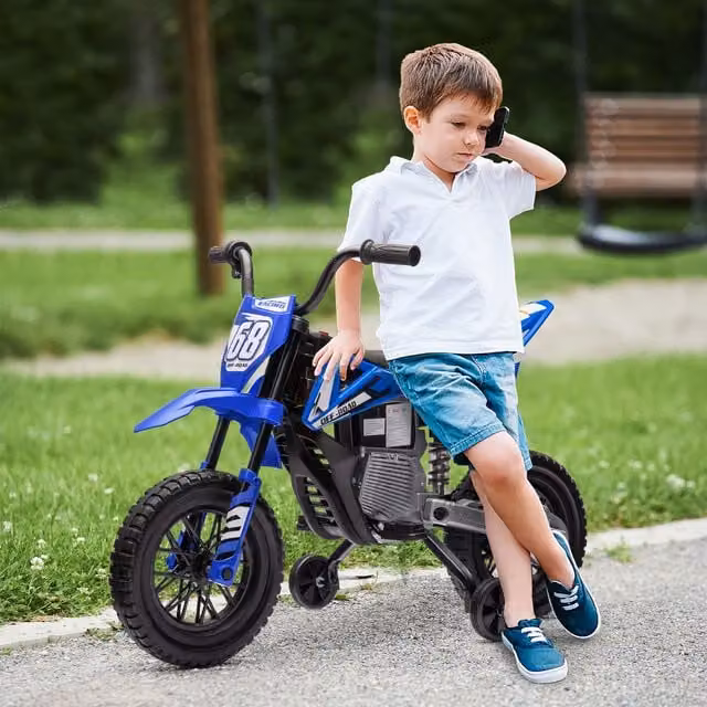 AIYAPLAY 12V Kids Electric Motorcycle with Twist Grip Throttle and Music, Blue