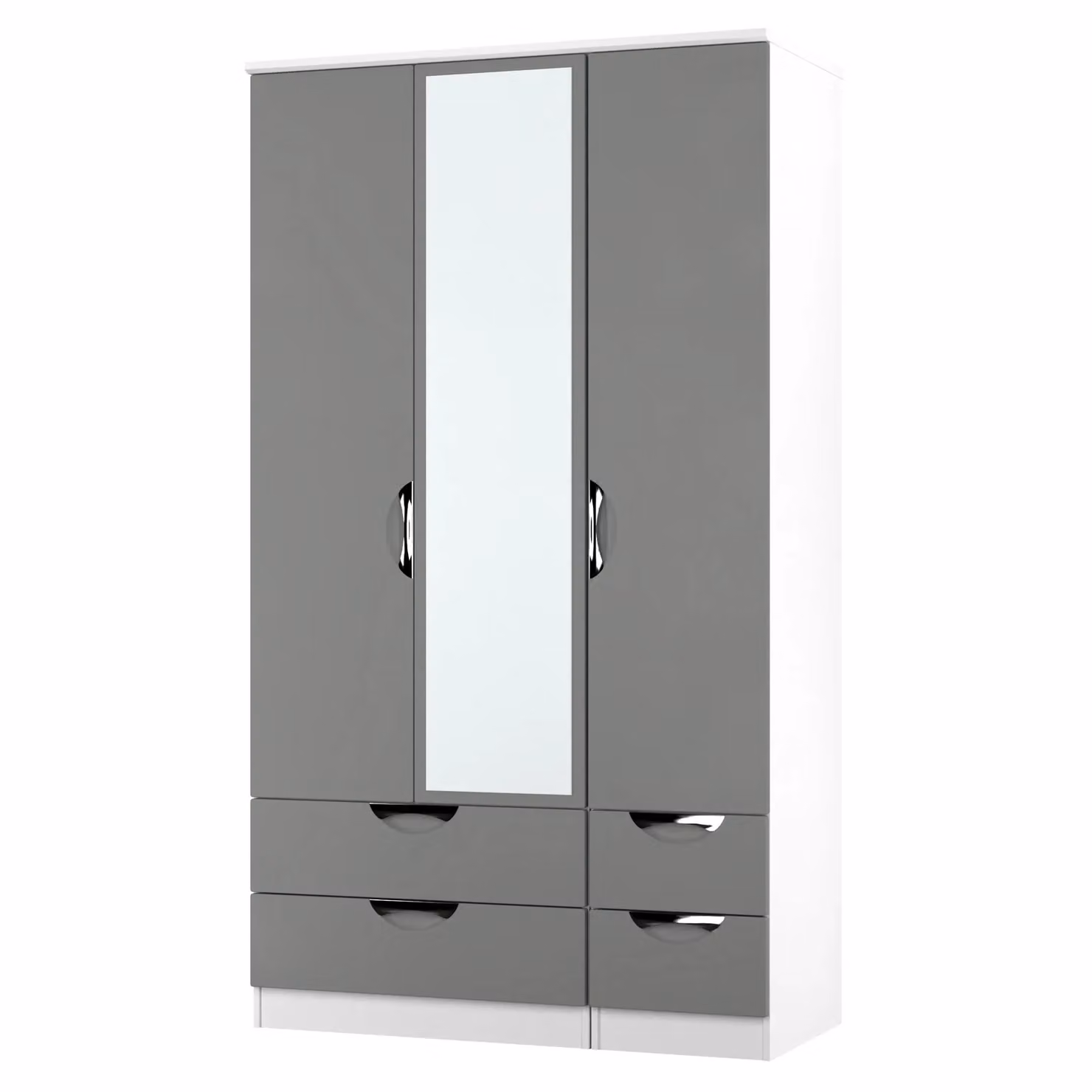 2 U Holborn Ready Assembled Tall Triple Wardrobe with Mirror and 2 Drawers in Dark Grey – 2