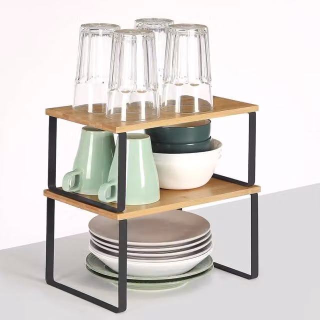 SONGMICS Set of 2 Expandable Spice Rack Kitchen Organisers in Beige – 1