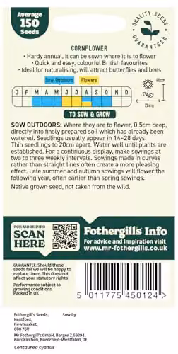 Mr Fothergill's Oh Sow Simple Wildflower Cornflower Flower Seeds, Mixed Blue and Multicolour – 2