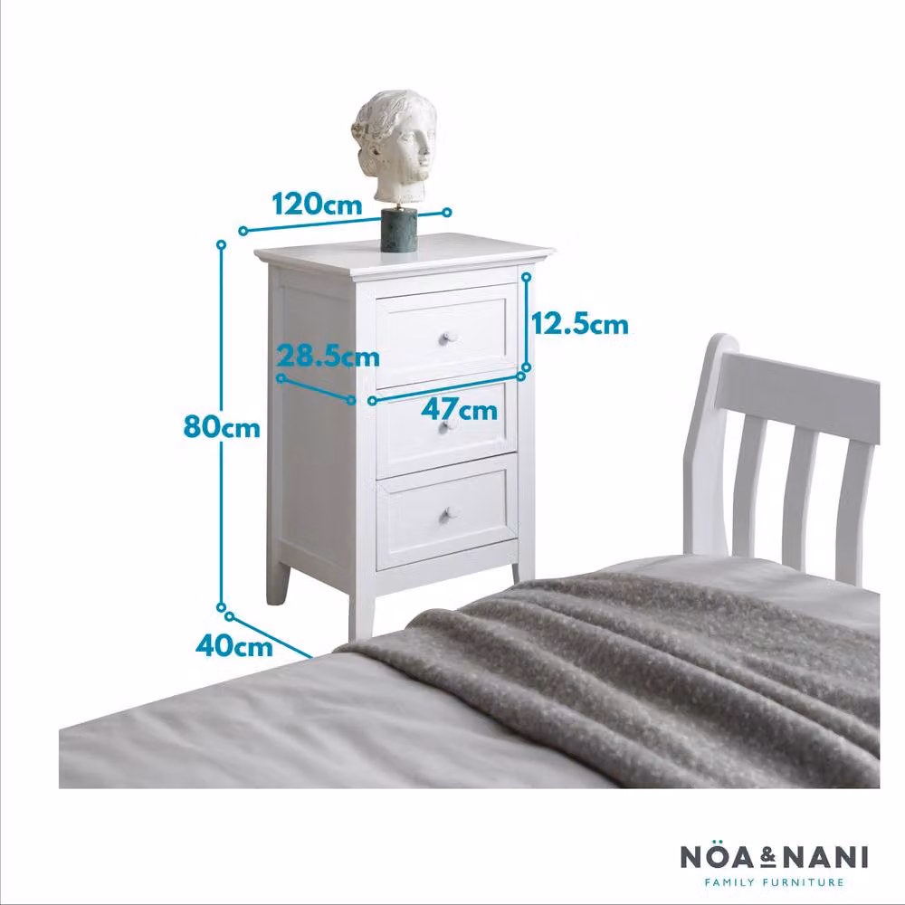 Nöa and Nani Torsby 3 Drawer Side Table Chest in White Glossy Wood – 2