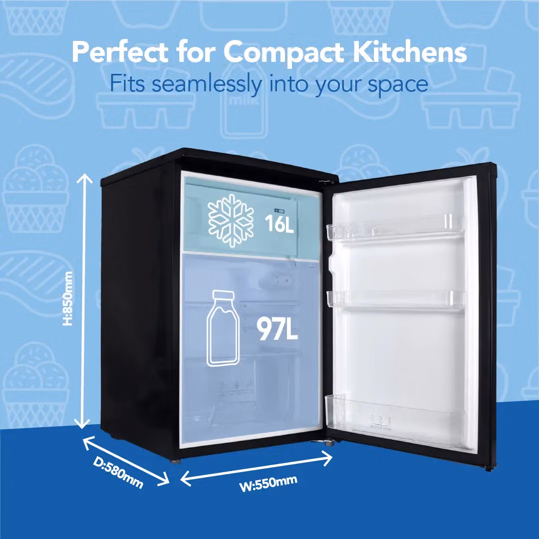 Igenix Black Under Counter Larder Fridge with 16 Litre Chill Box, W: 55 cm, D: 40 cm, H: 85 cm – 3