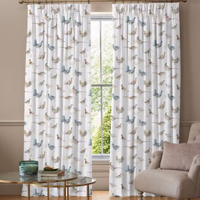 Voyage Maison Gamebirds Made to Measure Blackout Fabric Panel Curtain in Cream Floral Cotton and Linen